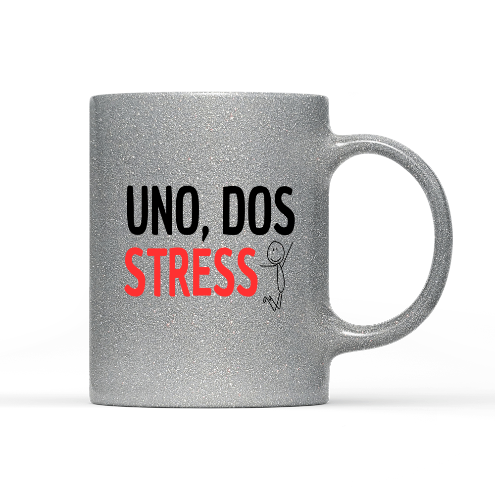 Tasse Glitzer Edition UNO, DOS STRESS - Schwarzer - Kaffee