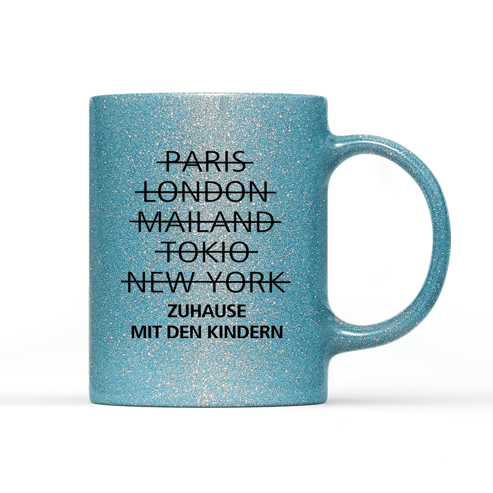 Tasse Glitzer Edition zuhause mit den Kindern - Schwarzer - Kaffee