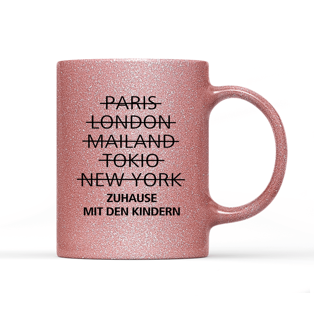 Tasse Glitzer Edition zuhause mit den Kindern - Schwarzer - Kaffee