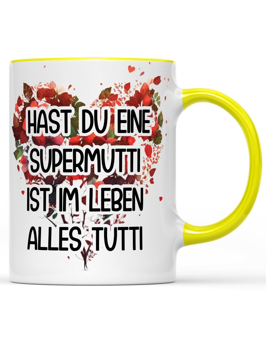 Tasse Hast du eine Supermutti ist im Leben alles tutti Muttertag Special - Schwarzer - Kaffee