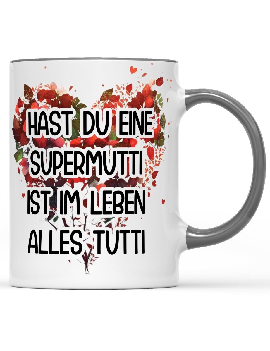 Tasse Hast du eine Supermutti ist im Leben alles tutti Muttertag Special - Schwarzer - Kaffee