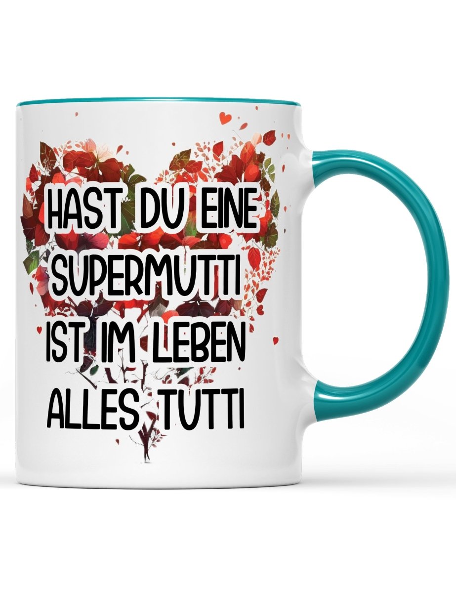 Tasse Hast du eine Supermutti ist im Leben alles tutti Muttertag Special - Schwarzer - Kaffee