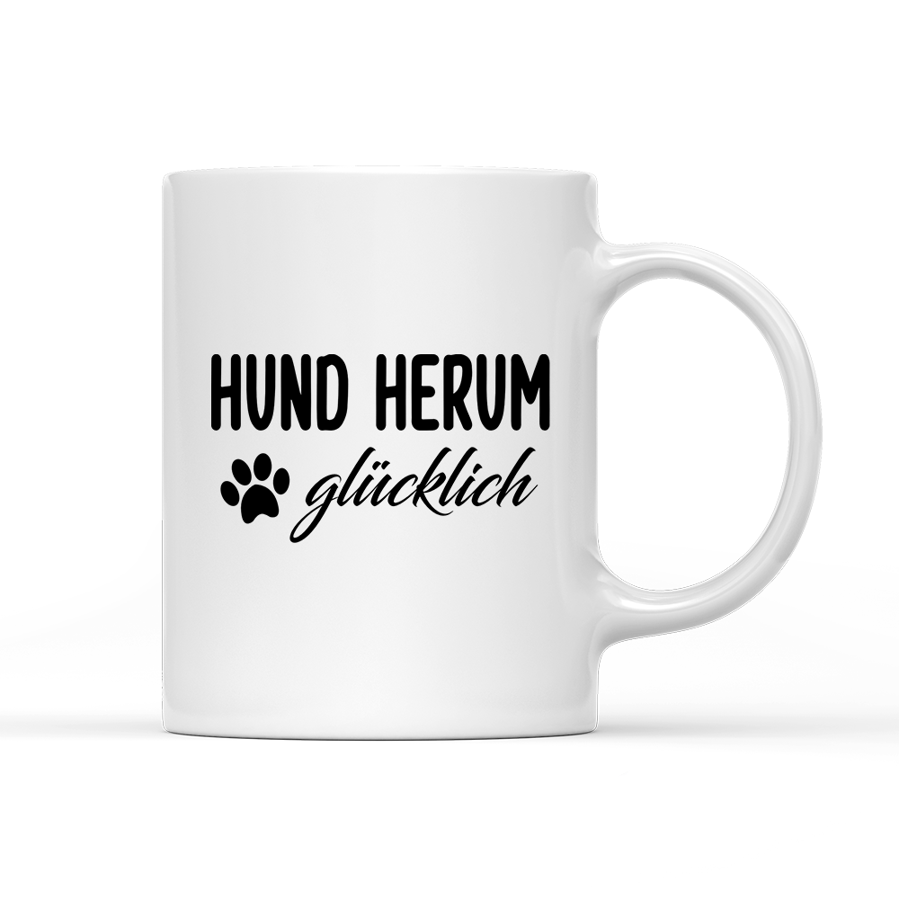 Tasse Hund herum glücklich - Schwarzer - Kaffee
