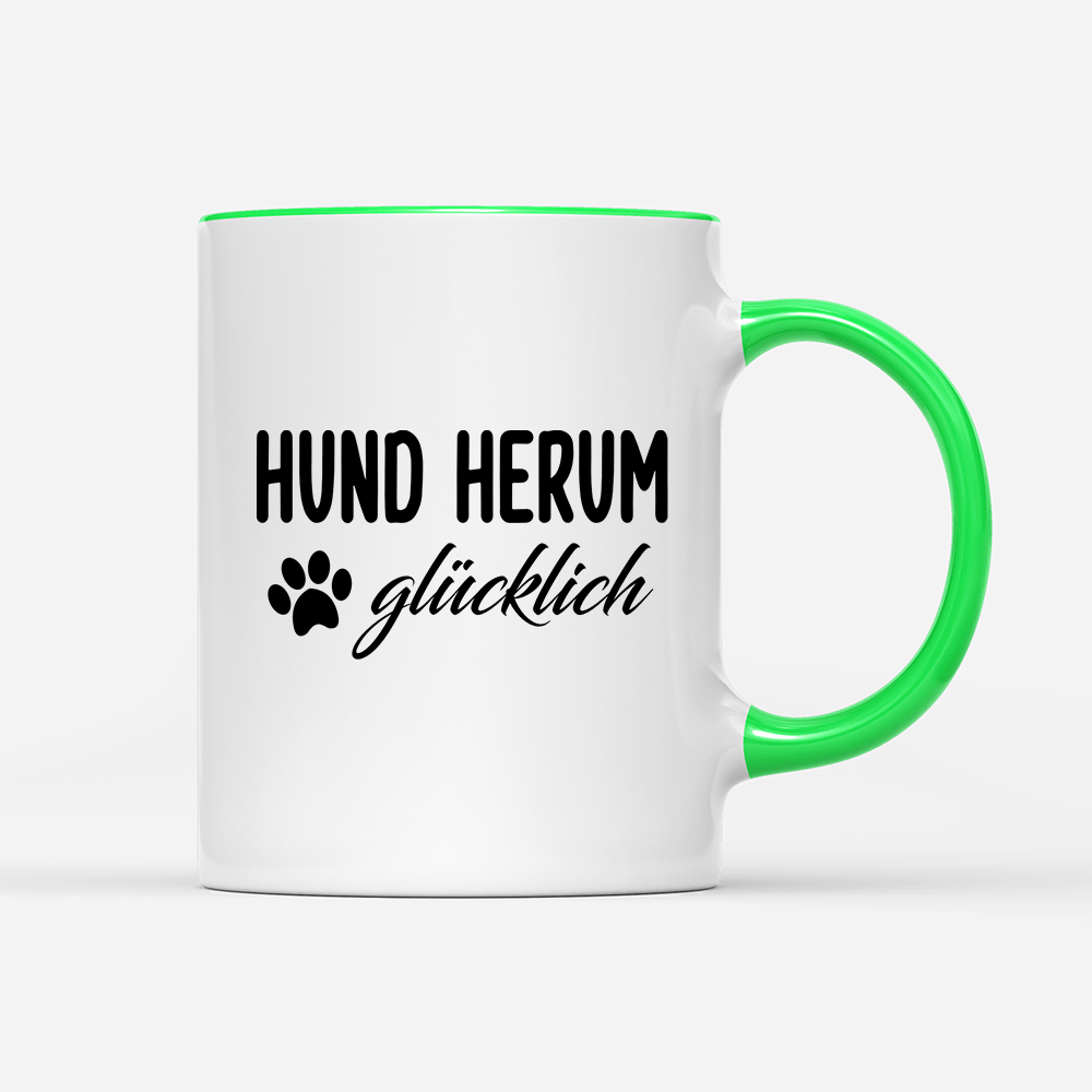 Tasse Hund herum glücklich - Schwarzer - Kaffee