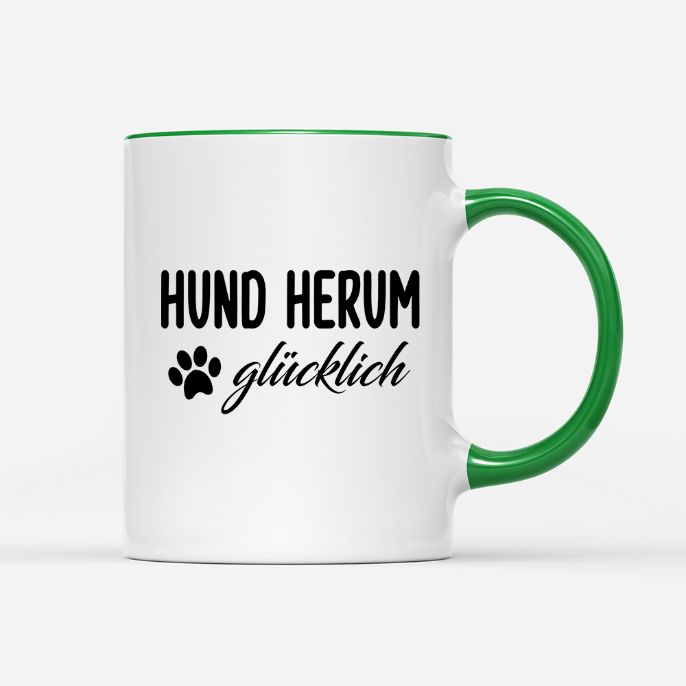 Tasse Hund herum glücklich - Schwarzer - Kaffee