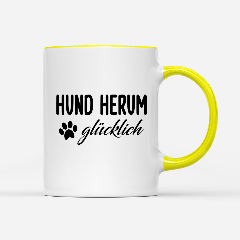 Tasse Hund herum glücklich - Schwarzer - Kaffee