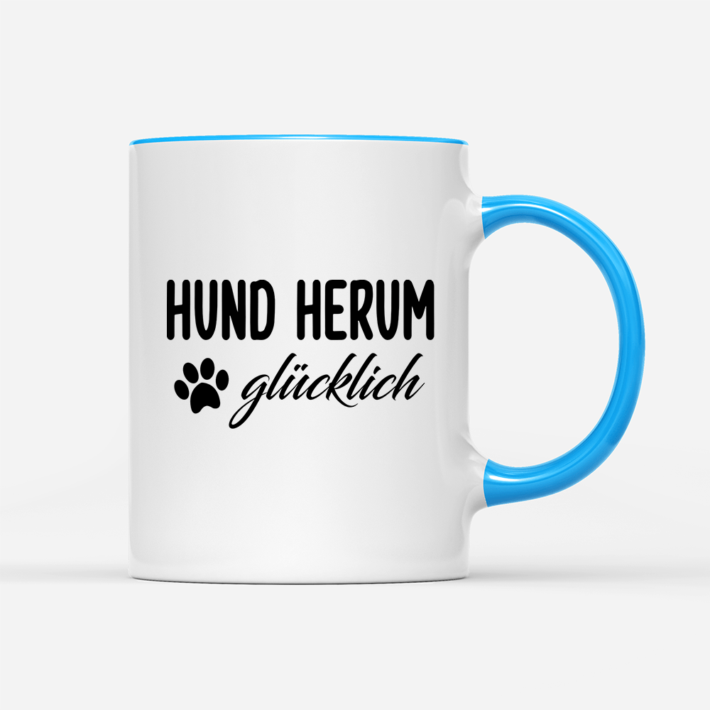 Tasse Hund herum glücklich - Schwarzer - Kaffee