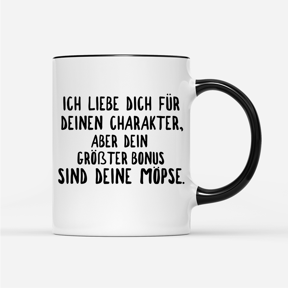 Tasse Ich liebe deinen Charakter Möpse - Schwarzer - Kaffee