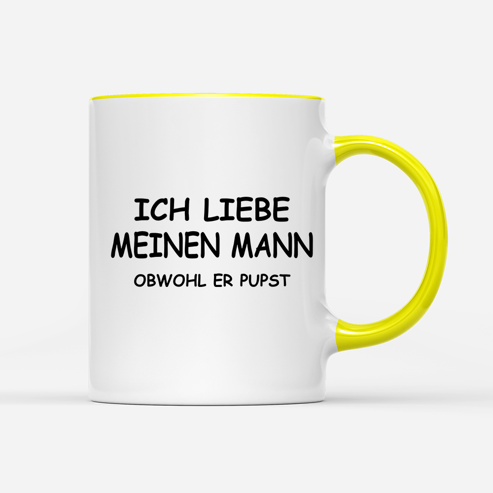 Tasse Ich liebe meinen Mann obwohl er Pupst - Schwarzer - Kaffee