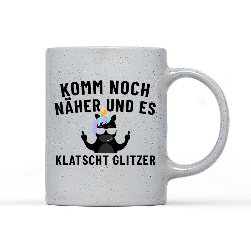 Tasse Magic Komm noch näher und es klatscht Glitzer - Schwarzer - Kaffee