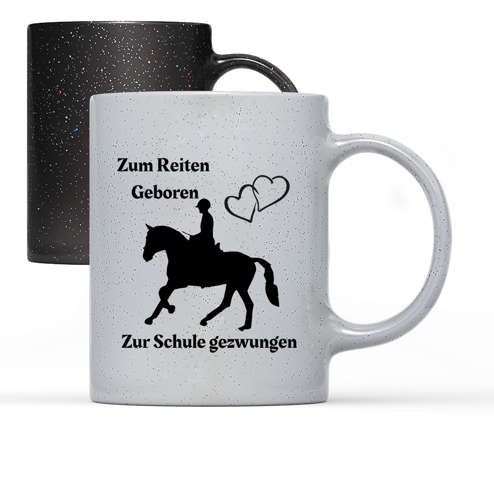 Tasse Magic Zum Reiten Geboren zur Schule gezwungen. - Schwarzer - Kaffee