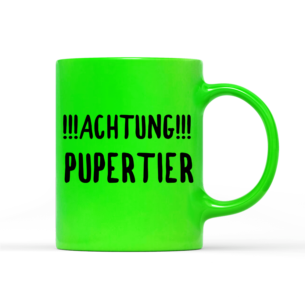 Tasse Neon Achtung Pupertier - Schwarzer - Kaffee