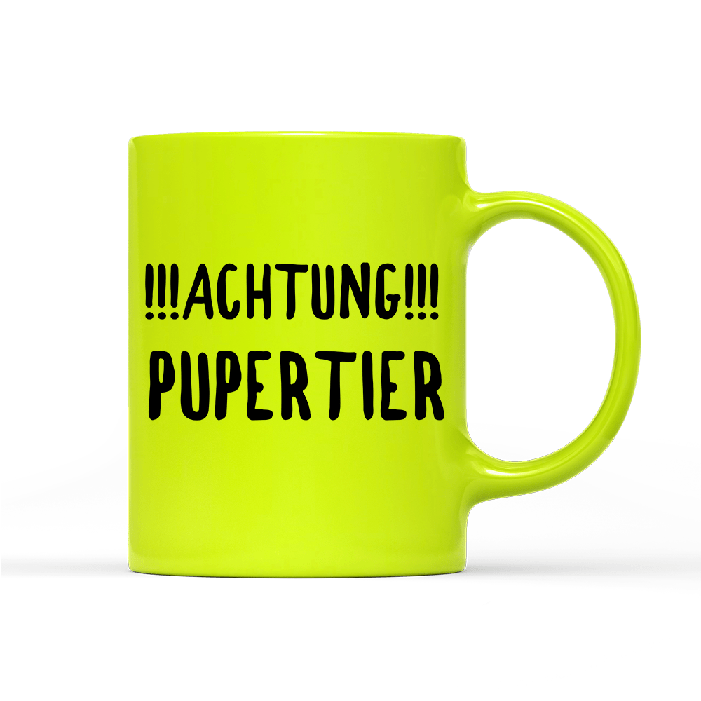 Tasse Neon Achtung Pupertier - Schwarzer - Kaffee