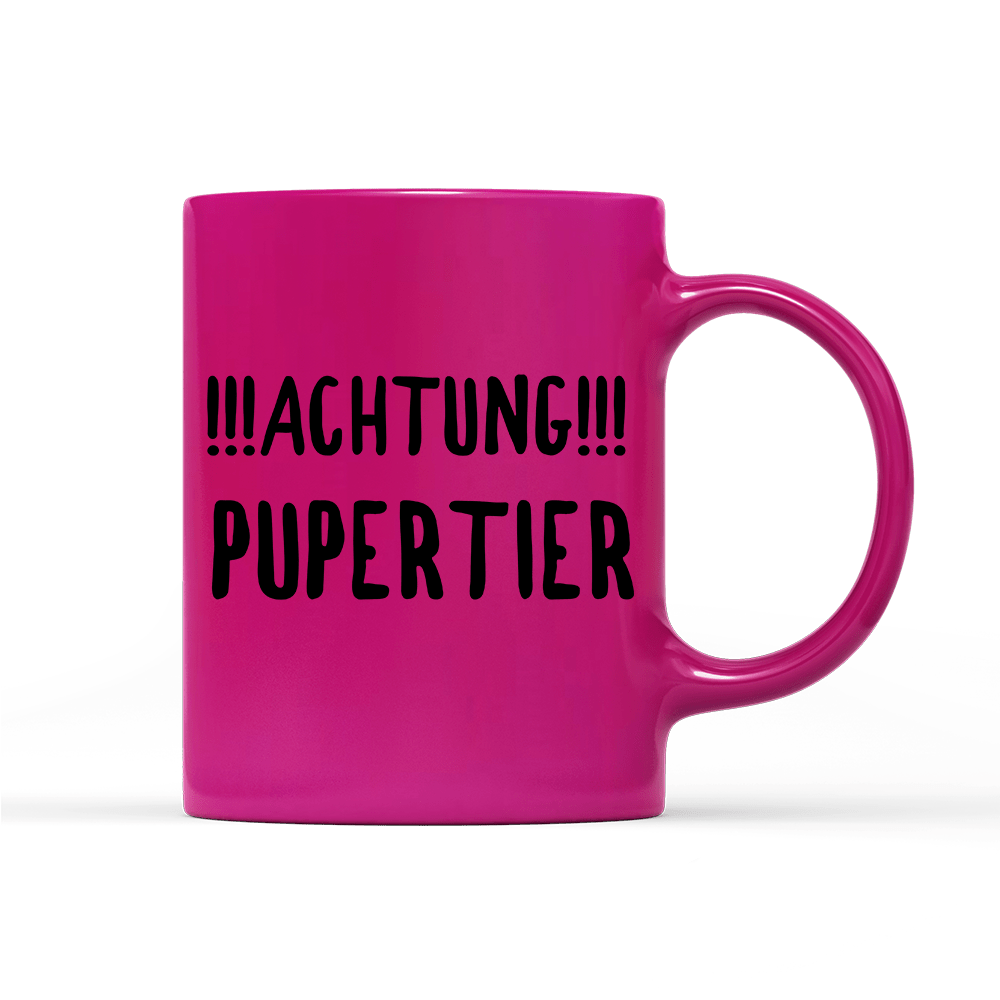 Tasse Neon Achtung Pupertier - Schwarzer - Kaffee