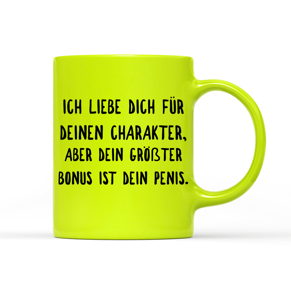 Tasse Neon Ich liebe deinen Charakter - Schwarzer - Kaffee