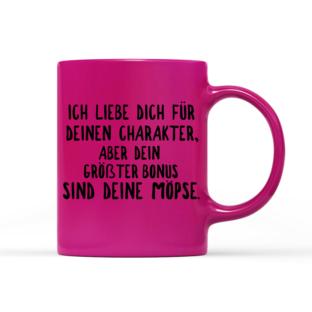 Tasse Neon Ich liebe deinen Charakter Möpse - Schwarzer - Kaffee