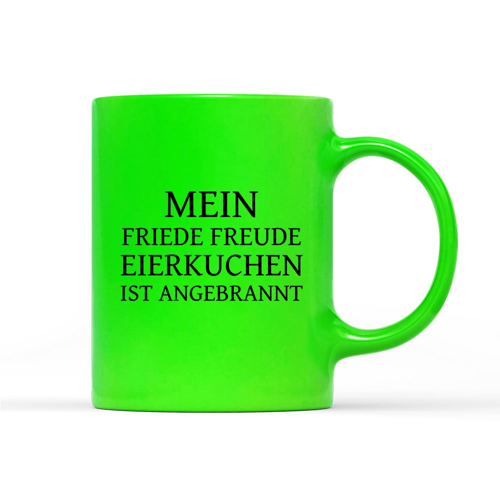 Tasse Neon Mein Friede Freude Eierkuchen - Schwarzer - Kaffee