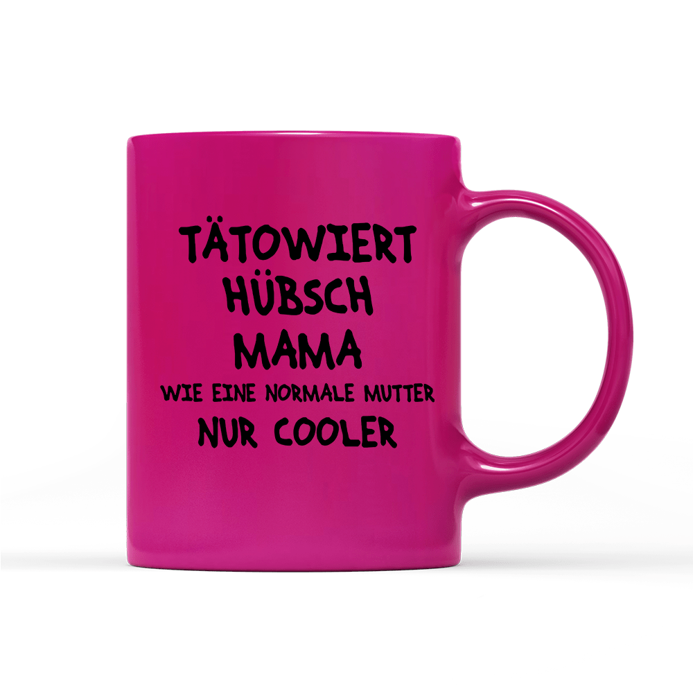 Tasse Neon Tätowiert Hübsch Mama - Schwarzer - Kaffee