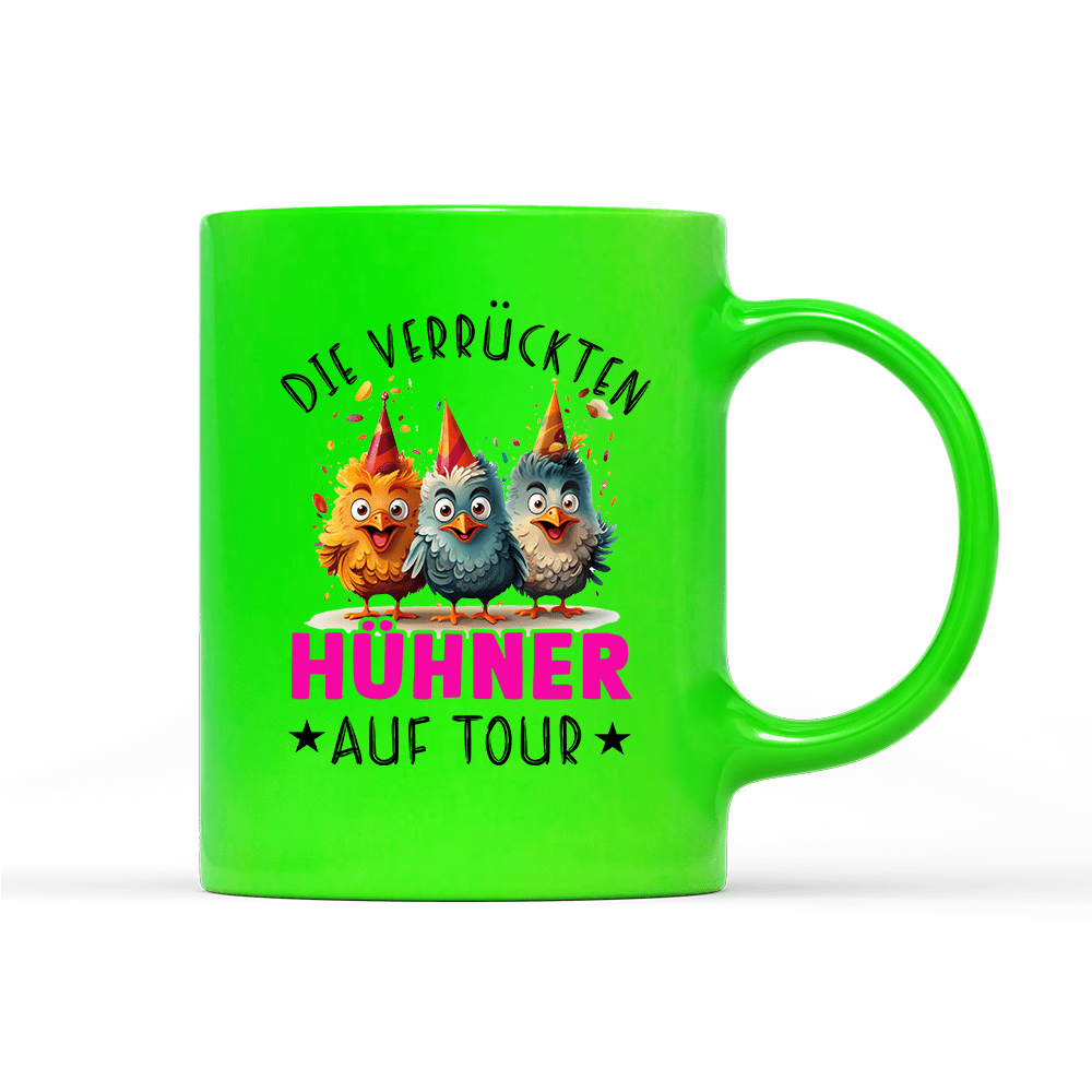 Tasse Neon Verrückte Hühner - Schwarzer - Kaffee