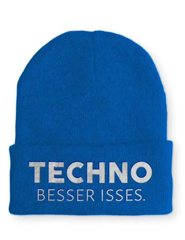 Techno besser isses. Statement Beanie Mütze mit Spruch - tshirtladen - Mütze