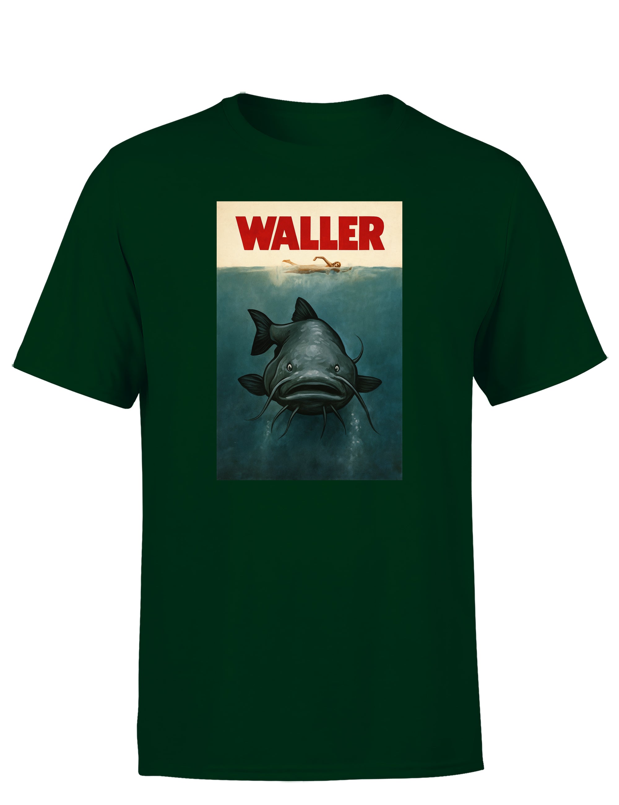 T-Shirt Herren Waller Angler Funshirt – Lustiges Angeln T-Shirt mit Wels Motiv im Retro Stil – Männer Shirt zum Angeln, Vatertag, Anglerausflug, Festival