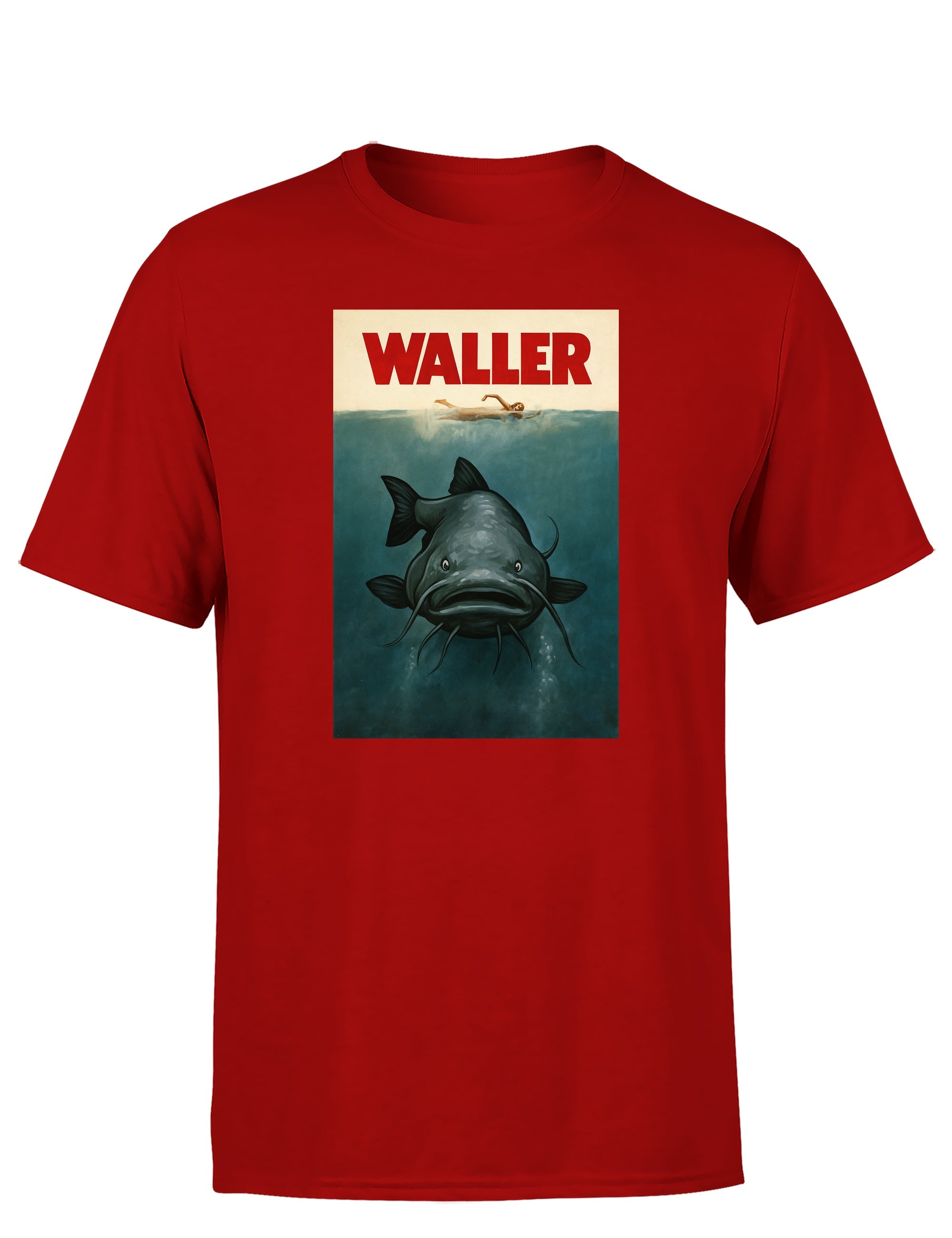 T-Shirt Herren Waller Angler Funshirt – Lustiges Angeln T-Shirt mit Wels Motiv im Retro Stil – Männer Shirt zum Angeln, Vatertag, Anglerausflug, Festival