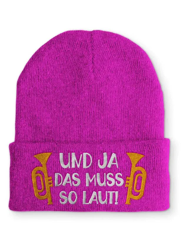 Und ja das muss so laut! Statement Beanie Mütze mit Spruch - tshirtladen - Mütze