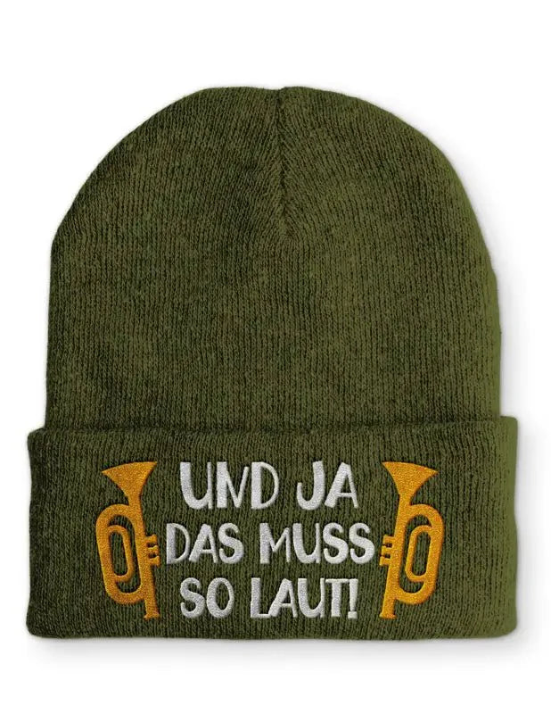 Und ja das muss so laut! Statement Beanie Mütze mit Spruch - tshirtladen - Mütze