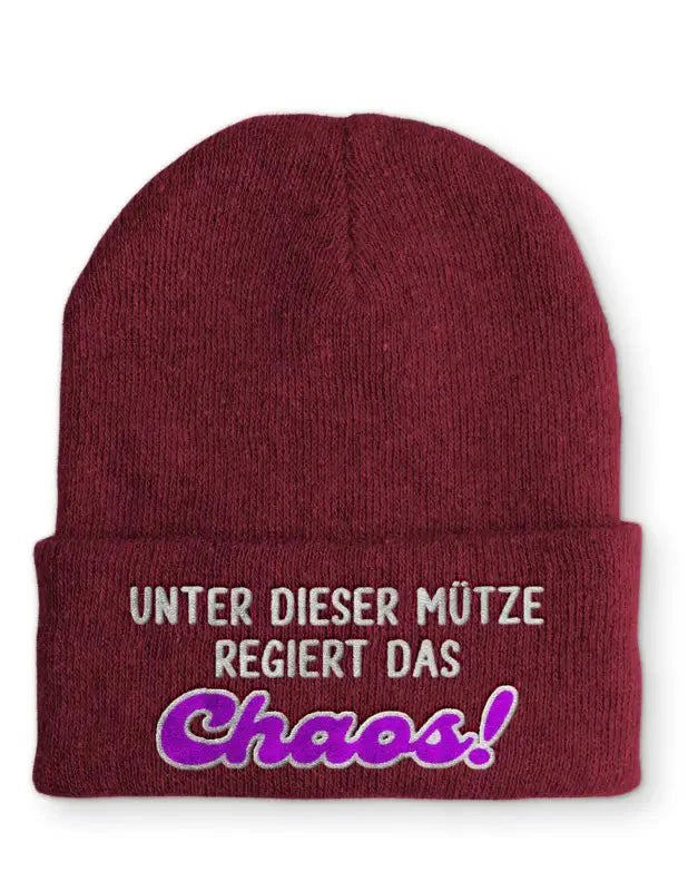 Unter dieser Mütze regiert das Chaos! Statement Beanie Mütze mit Spruch - tshirtladen - Mütze