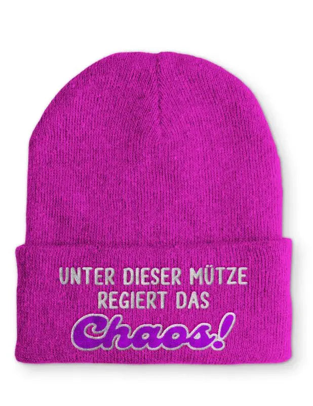 Unter dieser Mütze regiert das Chaos! Statement Beanie Mütze mit Spruch - tshirtladen - Mütze