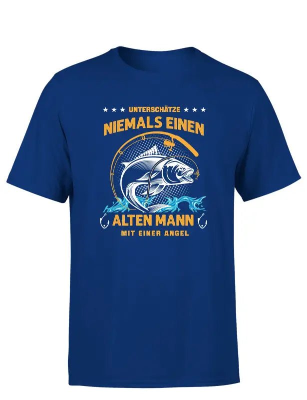 Unterschätze Niemals Einen Alten Mann Mit Einer Angel Herren T-Shirt - Schwarzer - Kaffee