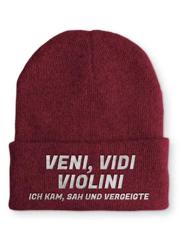 Veni, Vidi Violini Ich kam, sah und vergeigte Statement Beanie Mütze mit Spruch - tshirtladen - Mütze