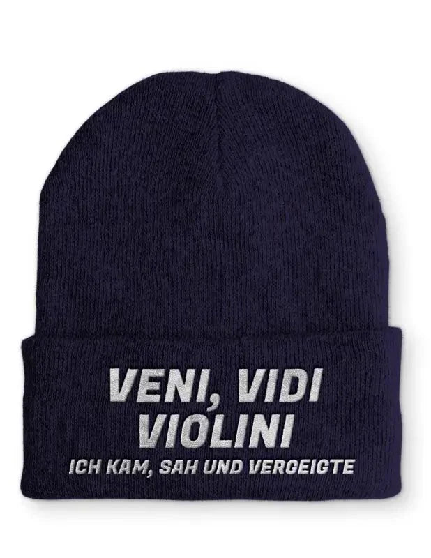 Veni, Vidi Violini Ich kam, sah und vergeigte Statement Beanie Mütze mit Spruch - tshirtladen - Mütze