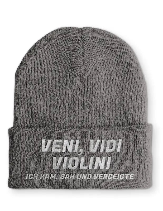 Veni, Vidi Violini Ich kam, sah und vergeigte Statement Beanie Mütze mit Spruch - tshirtladen - Mütze