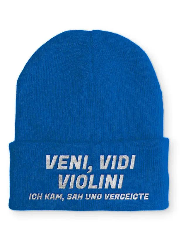 Veni, Vidi Violini Ich kam, sah und vergeigte Statement Beanie Mütze mit Spruch - tshirtladen - Mütze