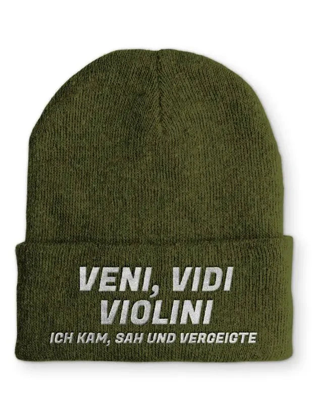 Veni, Vidi Violini Ich kam, sah und vergeigte Statement Beanie Mütze mit Spruch - tshirtladen - Mütze