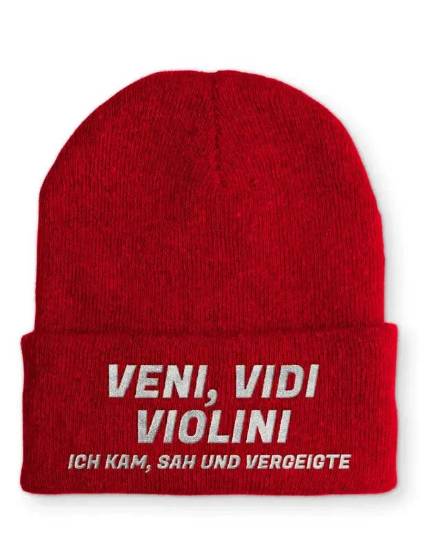 Veni, Vidi Violini Ich kam, sah und vergeigte Statement Beanie Mütze mit Spruch - tshirtladen - Mütze
