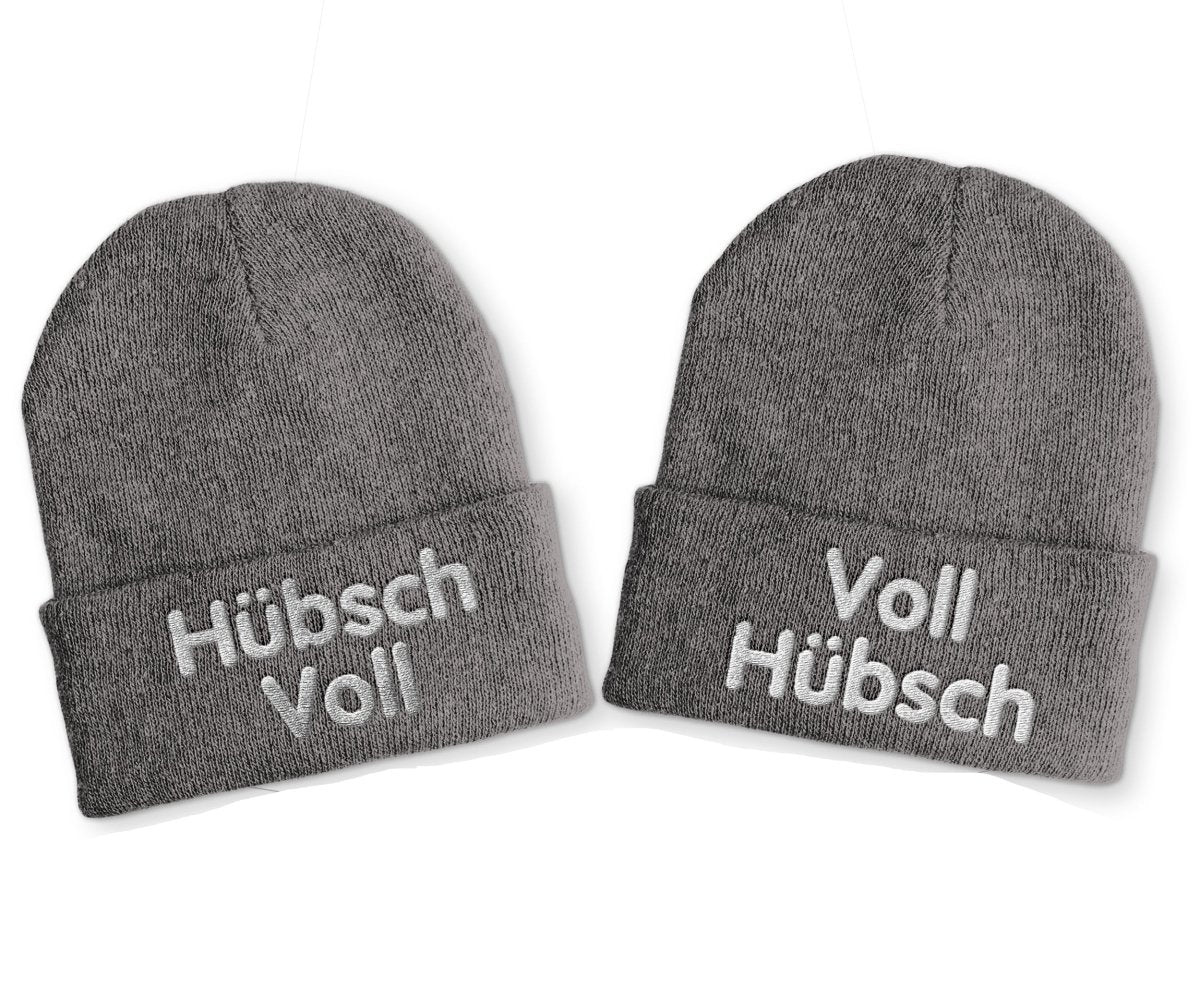 Voll Hübsch | Hübsch Voll Duo Statement Beanie Mütze mit Spruch - Schwarzer - Kaffee