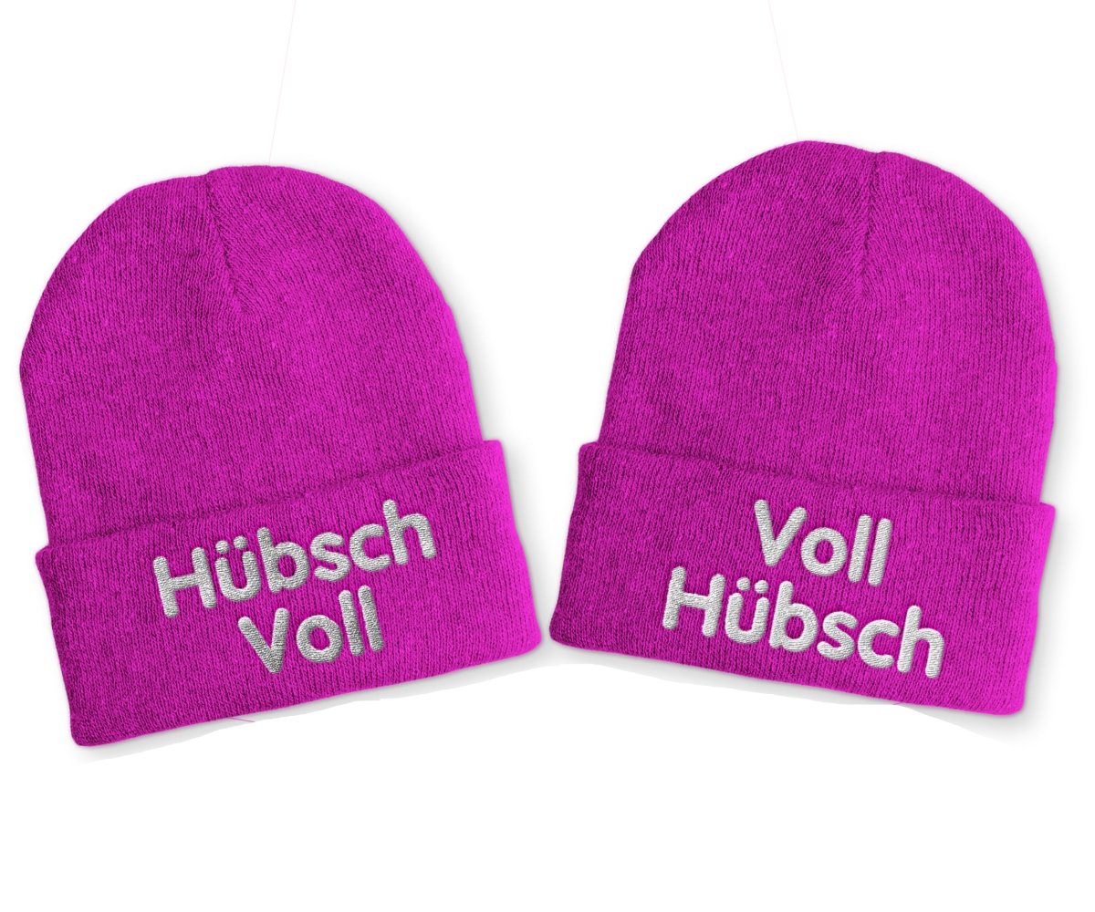 Voll Hübsch | Hübsch Voll Duo Statement Beanie Mütze mit Spruch - Schwarzer - Kaffee