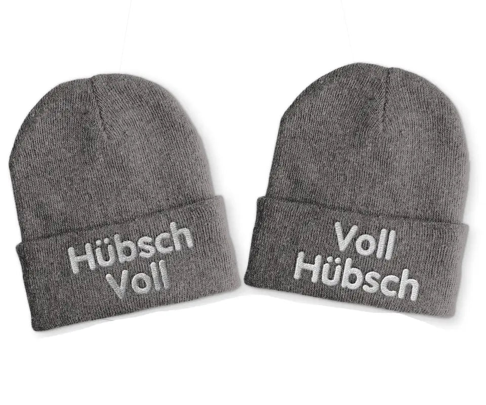 Voll Hübsch | Hübsch Voll Duo Statement Beanie Mütze mit Spruch - tshirtladen - Mütze