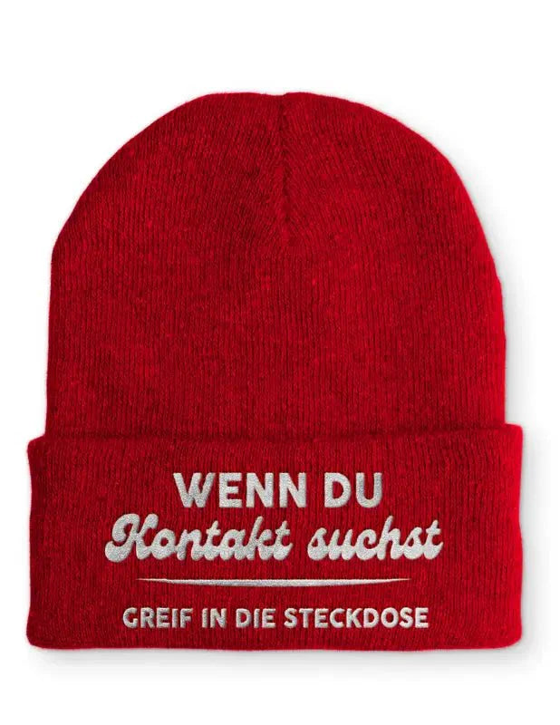 Wenn du Kontakt suchst greif in die Steckdose Statement Beanie Mütze mit Spruch - tshirtladen - Mütze