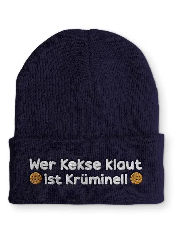 Wer Kekse klaut ist Krüminell Statement Beanie Mütze mit Spruch - tshirtladen - Mütze