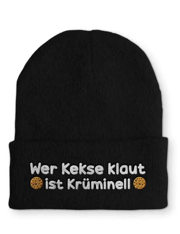 Wer Kekse klaut ist Krüminell Statement Beanie Mütze mit Spruch - tshirtladen - Mütze