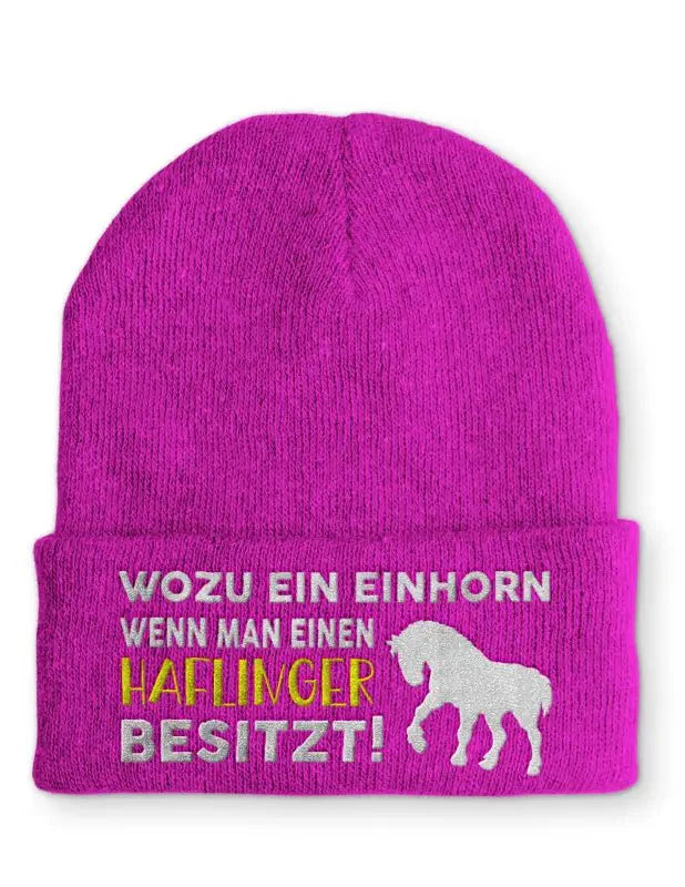 Wozu ein Einhorn wenn man einen Haflinger besitzt! Statement Beanie Mütze mit Spruch - tshirtladen - Mütze