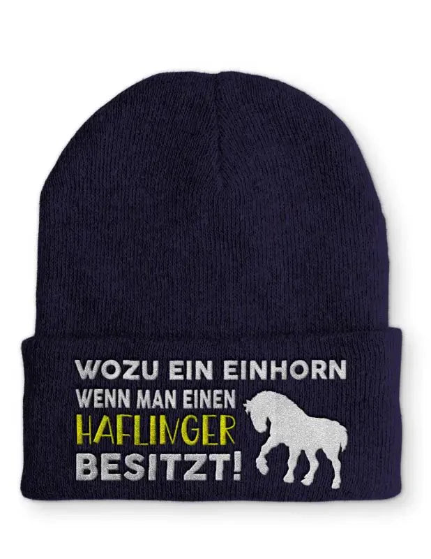 Wozu ein Einhorn wenn man einen Haflinger besitzt! Statement Beanie Mütze mit Spruch - tshirtladen - Mütze