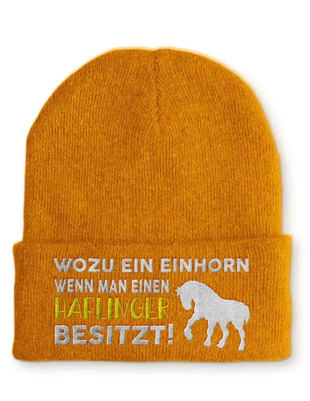 Wozu ein Einhorn wenn man einen Haflinger besitzt! Statement Beanie Mütze mit Spruch - tshirtladen - Mütze