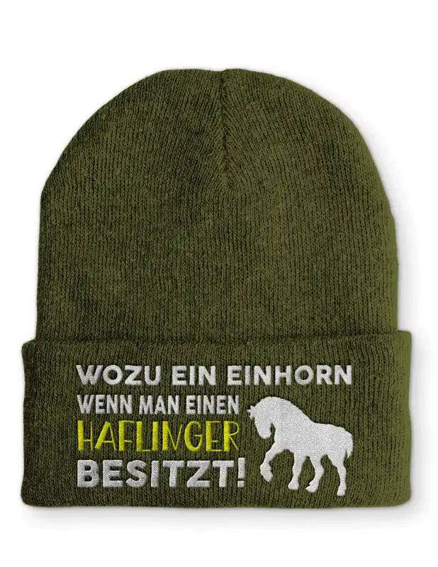 Wozu ein Einhorn wenn man einen Haflinger besitzt! Statement Beanie Mütze mit Spruch - tshirtladen - Mütze