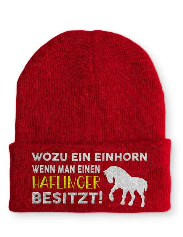 Wozu ein Einhorn wenn man einen Haflinger besitzt! Statement Beanie Mütze mit Spruch - tshirtladen - Mütze