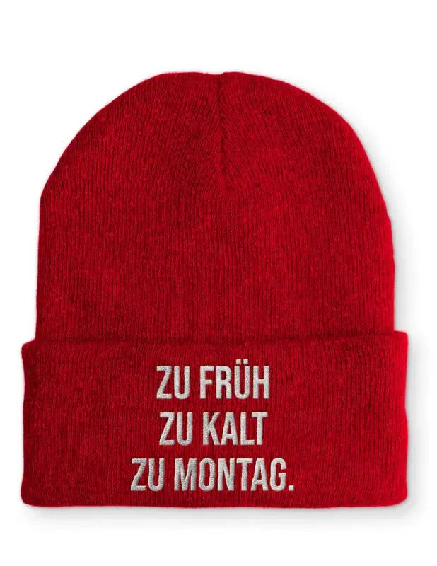 zu kalt zu früh zu Montag. Statement Beanie Mütze mit Spruch - tshirtladen - Mütze