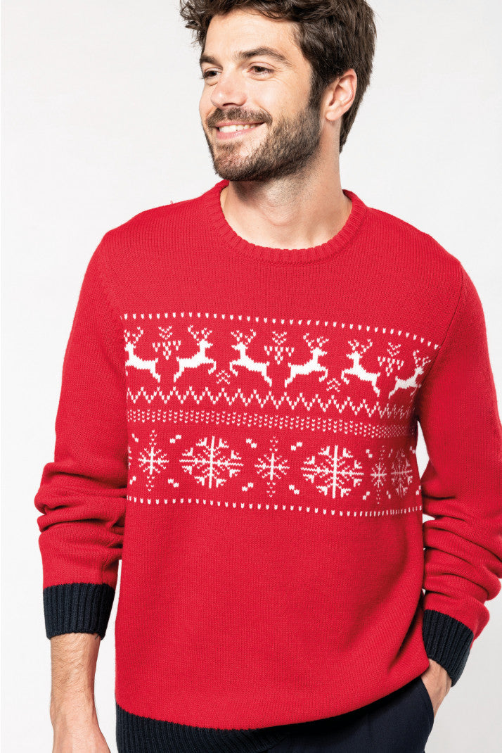 Weihnachtspulli mit Rentiermotiv rot Unisex Weihnachtspullover WEIHNACHTEN